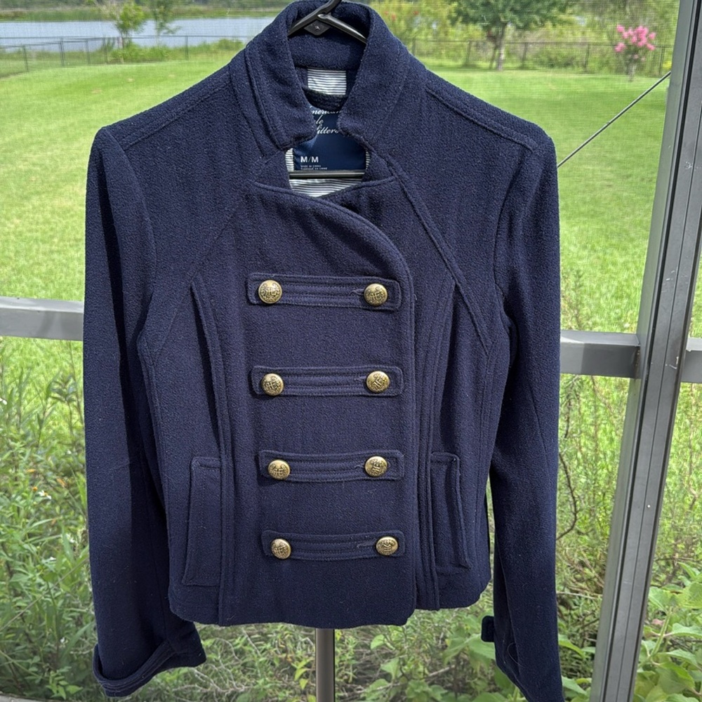 American Eagle Outfitters Military Coat Navy Blue Wool Jacket medium